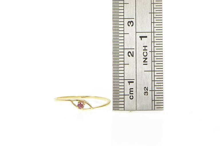 18K Yellow Gold Garnet Evil Eye Nazar Protection Symbol Ring