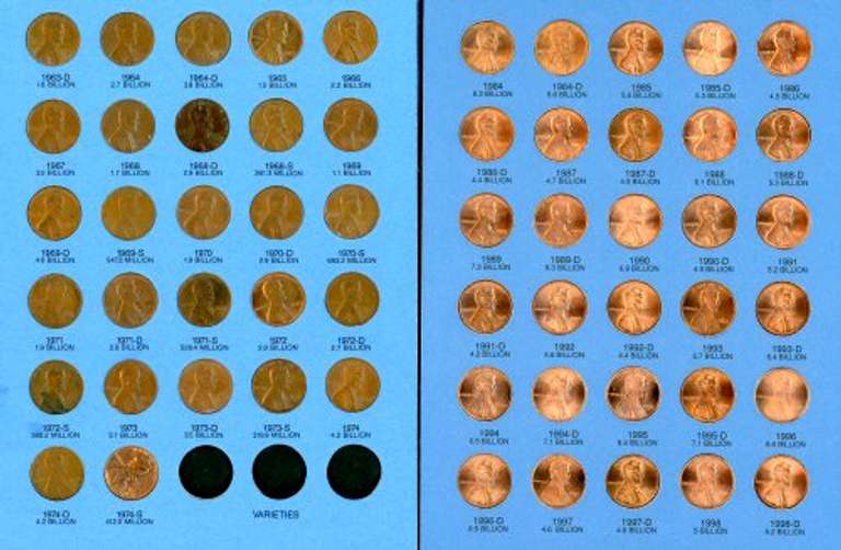 Set of Lincoln Wheat Cents 1941-1998-S in Albums