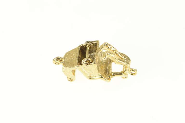 14K Yellow Gold 3D Wheeled Sleigh Charm/Pendant