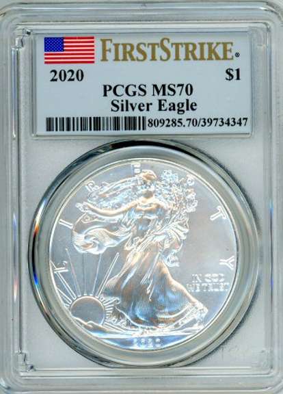 2020 American Silver Eagle in PCGS MS70 First Strike