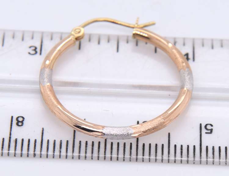 Beautiful Tri Color Gold Hoop Earrings