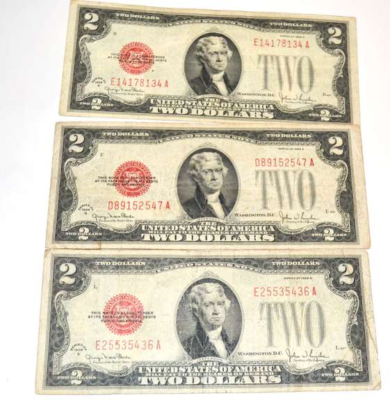 3 1928 G Red Seal US Notes