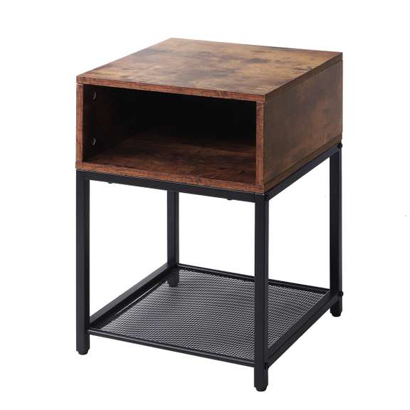Nightstand 2-Tier Side Table with Adjustable Shelf