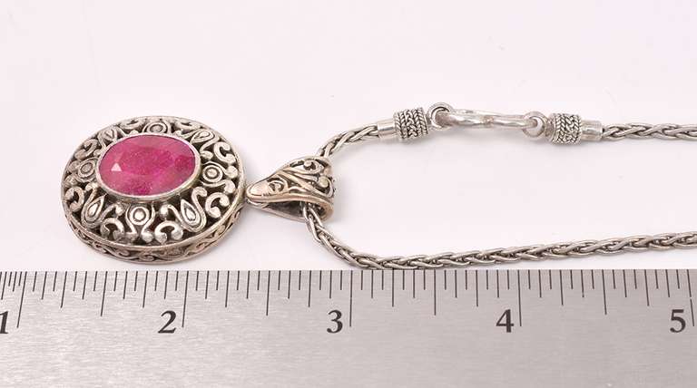 Sterling Necklace With Ruby Pendant