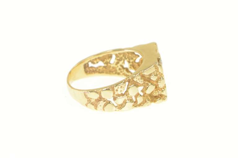 14K Yellow Gold 0.40 Ctw Diamond Squared Men's Retro Nugget Ring