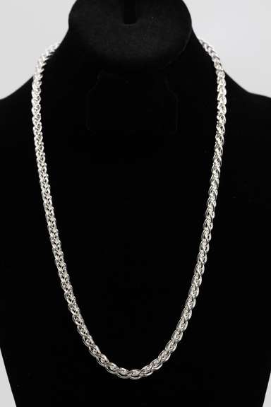 Sterling Silver Men's Heavy Wheat Chain 6mm Solid 925 Italy Foxtail Spiga 18"