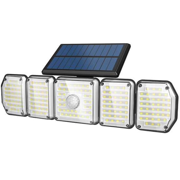 Rotatable 5 Heads 214LED Solar Sensor Wall Light