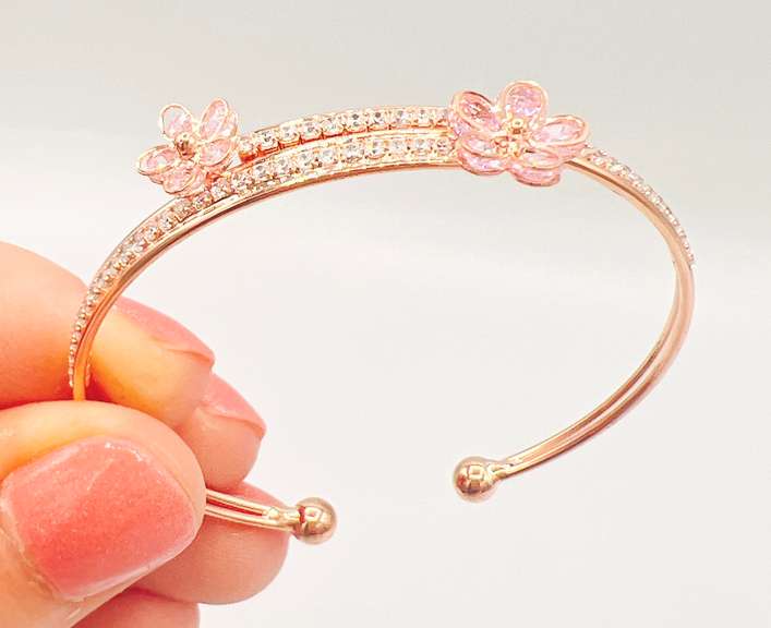 18kt Gold Plated Sterling Silver Gemstone Bangle Bracelet