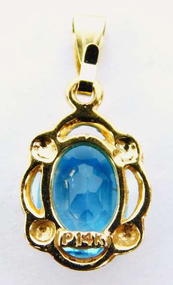 14K Brilliant Blue Topaz Pendant