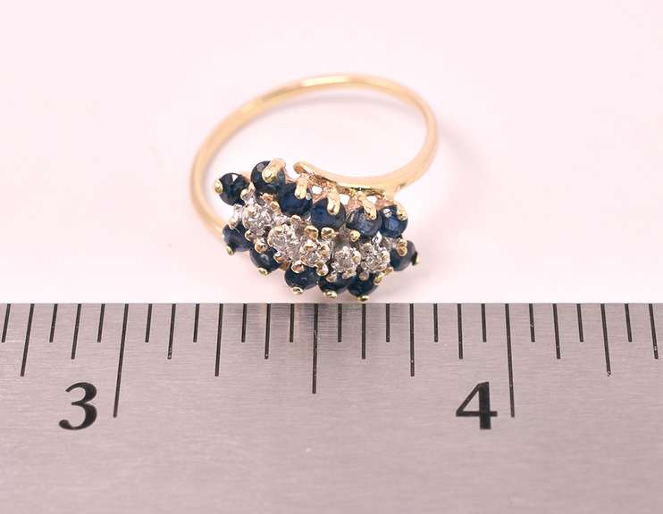Darling Blue Sapphire and Diamond Ring in 10K Yellow Gold