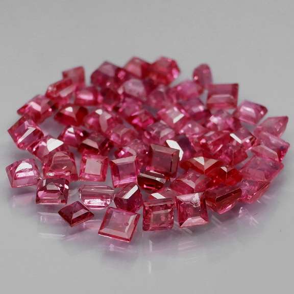 Outstanding 4.09ct 55 piece princess cut Ruby set