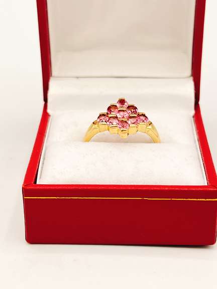 14kt Solid Yellow Gold & Pink Sapphire Ring