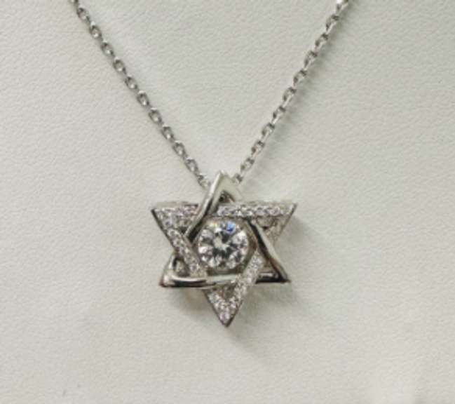 Jewish star of david Solid Sterling Silver dancing Stone pendant