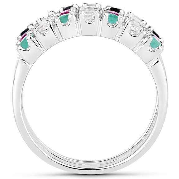Incredible Natural Emerald Ruby & Sapphire Ring