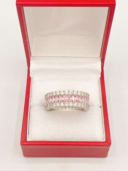Stunning Pink & White Sapphire Band Ring
