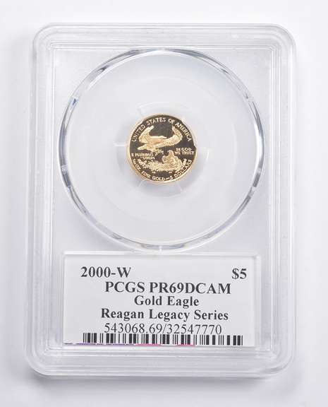 PR69 DCAM 2000-W $5 American 1/10 Oz Gold Eagle Reagan Legacy PCGS