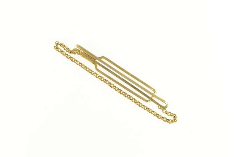 Gold Filled Art Deco Squared Classic Rolo Chain Tie Bar