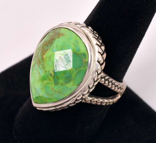 Green Gem Set In Sterling Ring