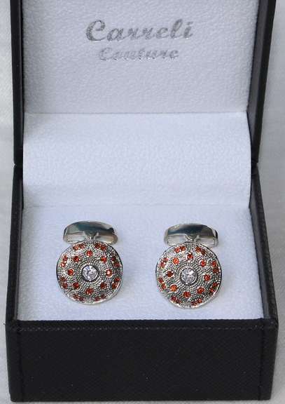 Handsome Pair Jeweled Style Cufflinks By Carelli