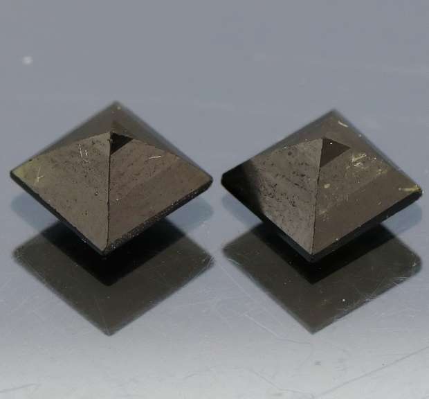 Princess cut 2.14ct midnight olive green Tourmaline pair