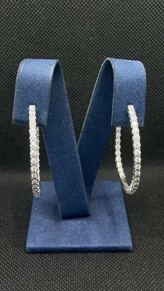 STUNNING 2.04 CARATS T.W. ROUND BRILLIANT DIAMOND INSIDE OUT HOOP EARRINGS