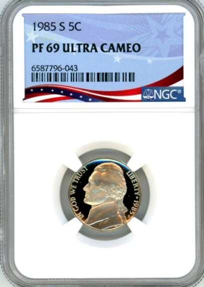 1985-S Jefferson Nickel in NGC PF69 Ultra Cameo