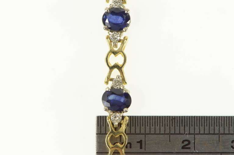 14K Yellow Gold 4.25 Ctw Sapphire Diamond Tennis Bracelet