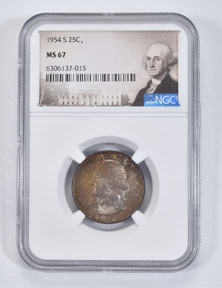MS67 1954-S Washington Quarter - Graded NGC Original Tone