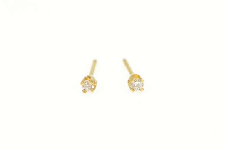 14K Yellow Gold Classic Diamond Round Solitaire Stud Earrings
