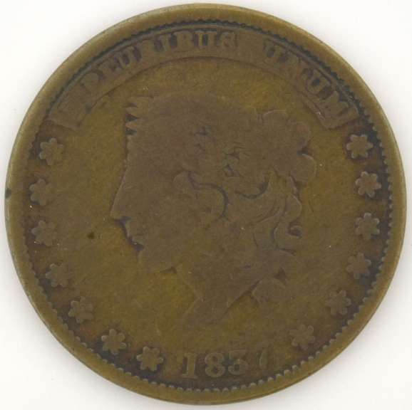 1837 "Not One Cent" Hard Times Token HT-49