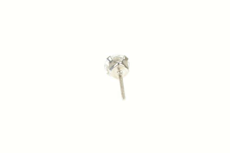 10K White Gold Round Cubic Zirconia Solitaire Simple Single Earring