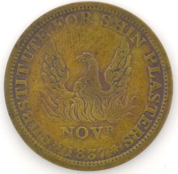 1837 Phoenix Millions For Defense Hard Times Token HT-57 R-2