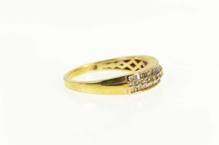 Sterling Silver Baguette Diamond Encrusted Wedding Band Ring