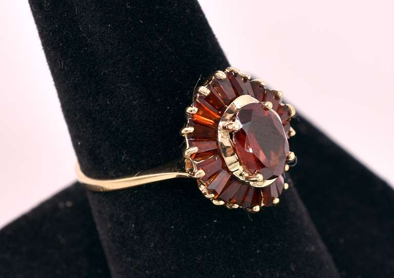 Gorgeous Garnet Cluster Ring in Yellow Gold