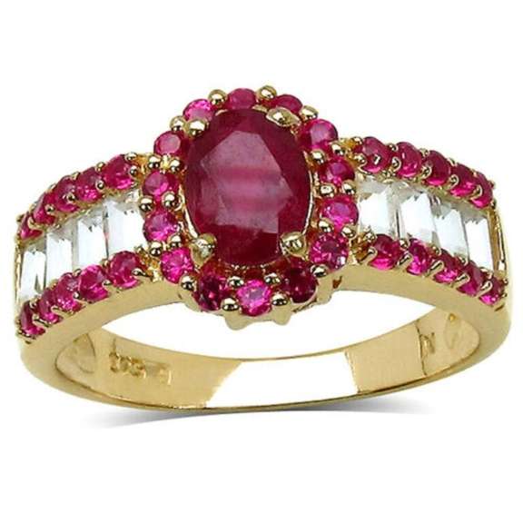 Gorgeous 14 Kt Gold Plated Natural Ruby Ring