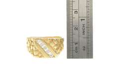14K Yellow Gold 0.40 Ctw Diamond Squared Men's Retro Nugget Ring