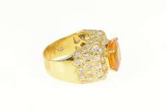 18K Yellow Gold 6.00Ctw Orange Sapphire Diamond Honeycomb Ring