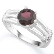 1 3/4 CARAT GARNET & (20 PCS) CREATED DIAMOND STERLING RING