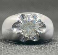 MENS MATTE FINISH WHITE GOLD RING WITH 2.05 CARATS ROUND BRILLIANT