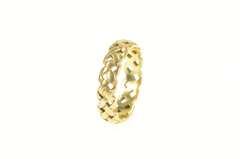 14K Yellow Gold 4.8mm Vintage Woven Lattice Pattern Band Ring