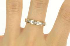14K Yellow Gold 0.66 Ctw Princess Cut Diamond Wedding Band Ring