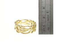 14K Yellow Gold Geometric Oval Pattern Designer Men's Band Ring