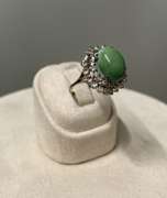 Vintage White Gold Ring with Turquoise and Diamonds