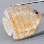 Gorgeous 34.47ct striped Agate and Sapphire carving