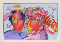 Peter Max, Original Painting, Mixed Media on Paper- Zero In Love
