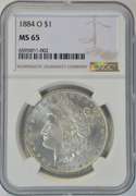 Blazing-white Gem BU 1884-O Morgan Silver Dollar. NGC MS65