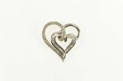 Sterling Silver Two Heart Curvy Diamond Love Symbol Pendant