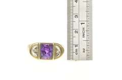 10K Yellow Gold 1930's Amethyst Diamond Accent Men's Vintage Ring