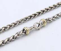 Trendy David Yurman Wheat Chain Necklace with Yellow Gold Accents