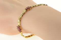 14K Yellow Gold 5.00 Ctw Natural Ruby XO Hugs Kisses Bracelet